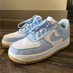 Nike Air Force 1 Custom Light Blue and White Canvas Sneakers